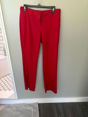 Express Red Straight-Leg Dress Trousers